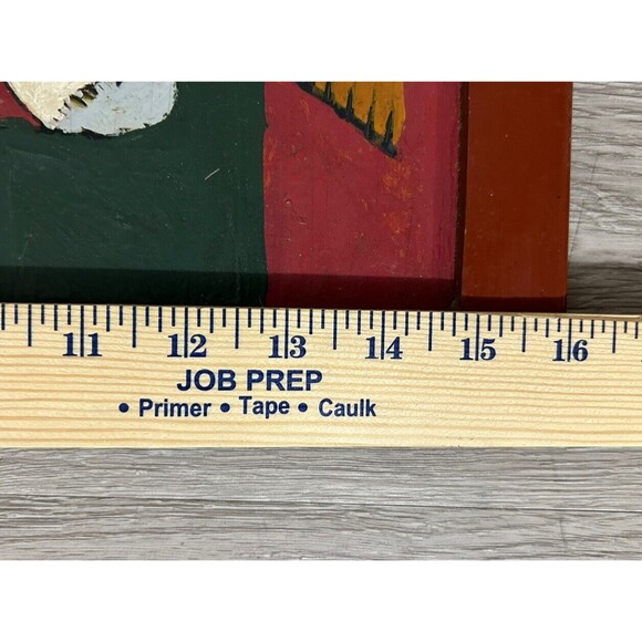 Vintage Primitive Folk Art Painting On Board Girl With Apple Portrait PA Dutch - Picture 9 of 9